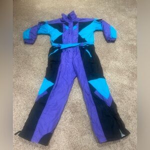 Big Sir Men’s Vintage 80’s Color Block Ski Suit Snowsuit  Blue Size 46-48 XXXL
